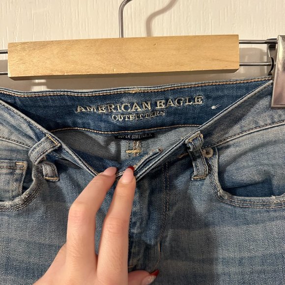 American Eagle Blue Skinny Jean Super Stretch X (Size 0 Regular) - Picture 3 of 3
